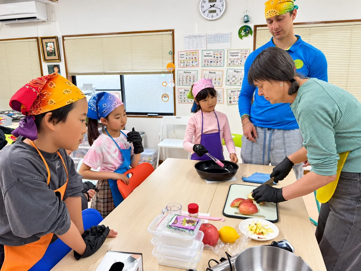 Children enjoying games and varied learning activities at SELS English after-school school in Fuji City.