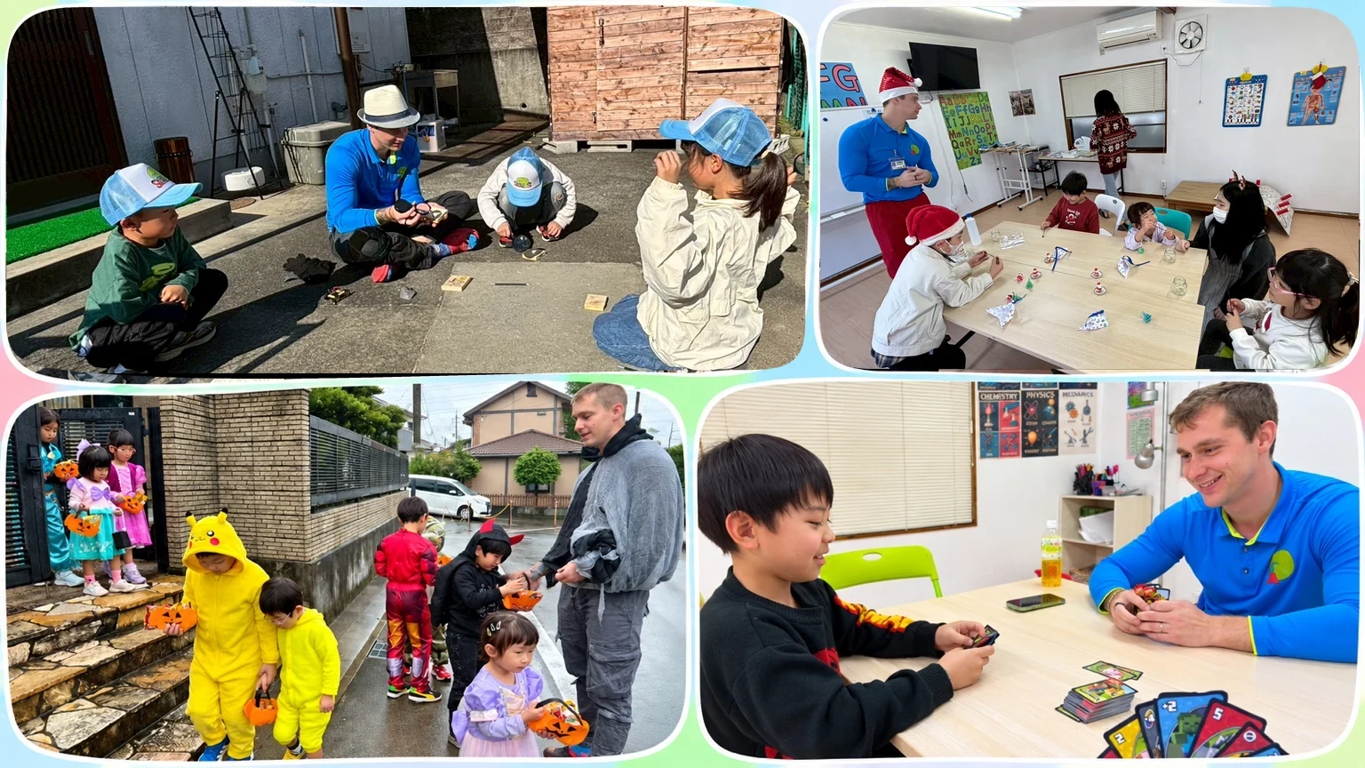 Children participating in English-language activities at SELS, an English after-school program in Fuji City, Japan.
